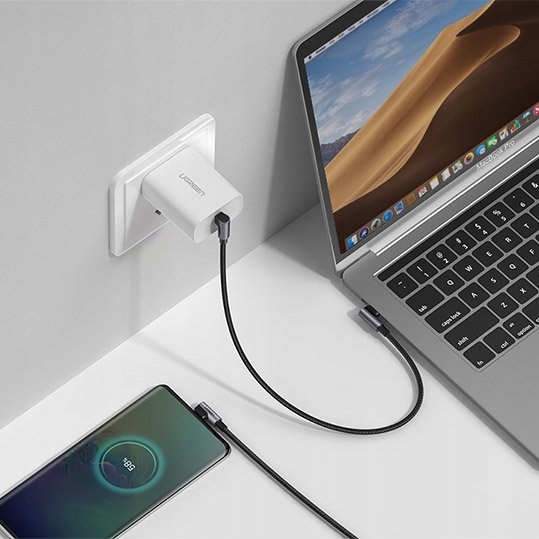 UGREEN KABEL PRZEWÓD USB-C DO USB-C KĄTOWY PD 3A 60W 1M JAKOŚĆ ORYGINAŁ