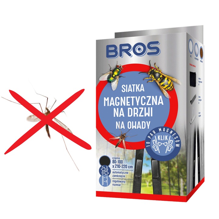 BROS Siatka na Drzwi Magnetyczna Przeciw Owadom 100x220cm Czarna