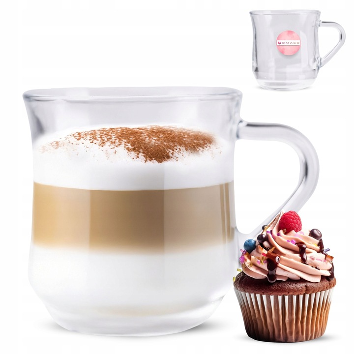 6 x SZKLANKI DO KAWY HERBATY KUBEK Z UCHEM 320ml