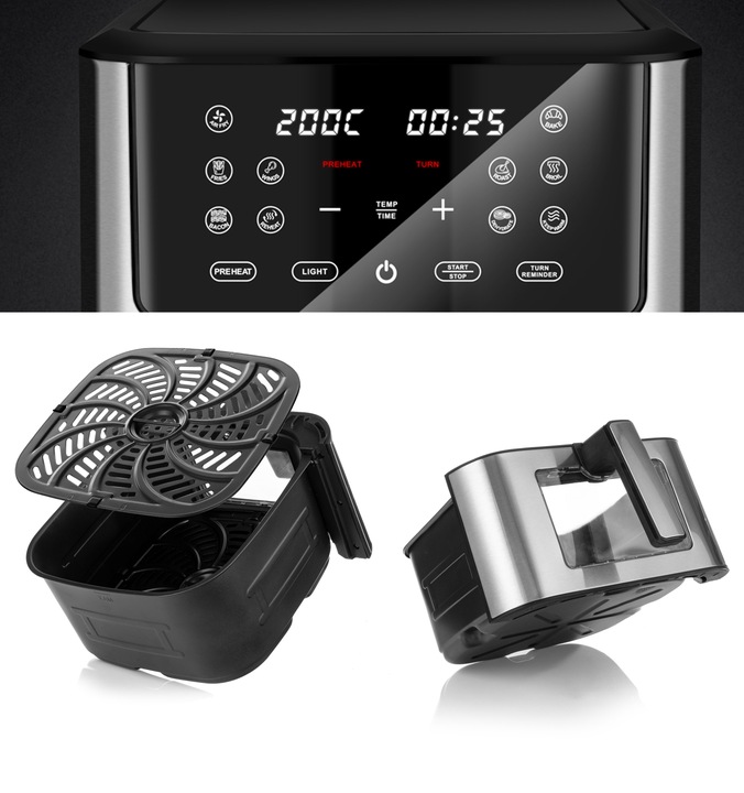 FRYTKOWNICA BEZTŁUSZCZOWA AIRFRYER 8L NIEPRZYWIERAJĄCA 12 PROGRAMÓW