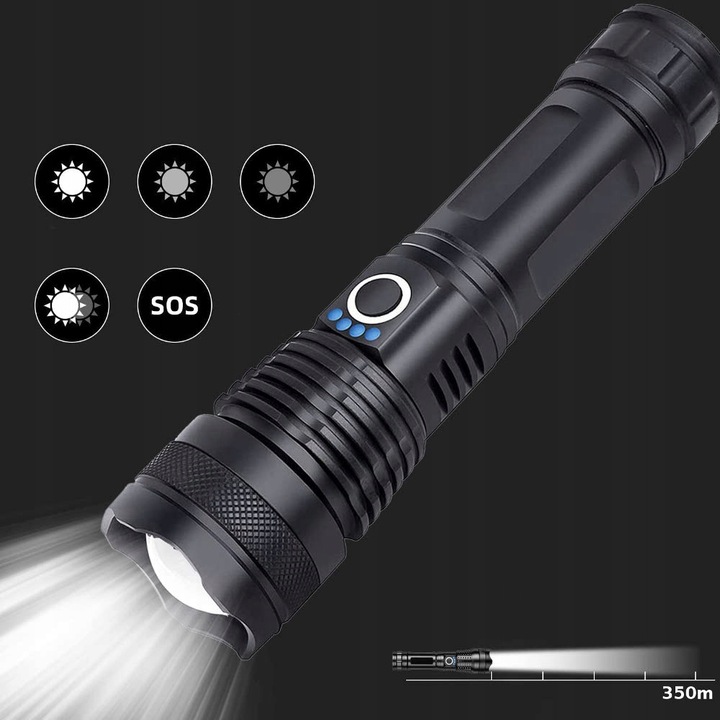 MOCNA LATARKA TAKTYCZNA LED XHP50 ZOOM WOJSKOWA