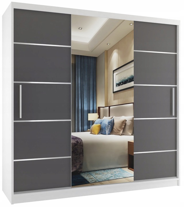 Szafa przesuwna PREMIUM z lustrem SZUFLADY 200 cm