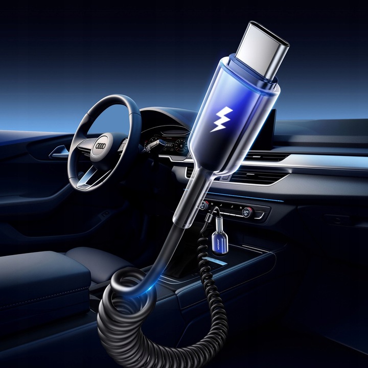 JOYROOM KABEL PRZEWÓD USB DO AUTA CAR PLAY SPIRALNY 3A USB-A/USB-C 1,5m