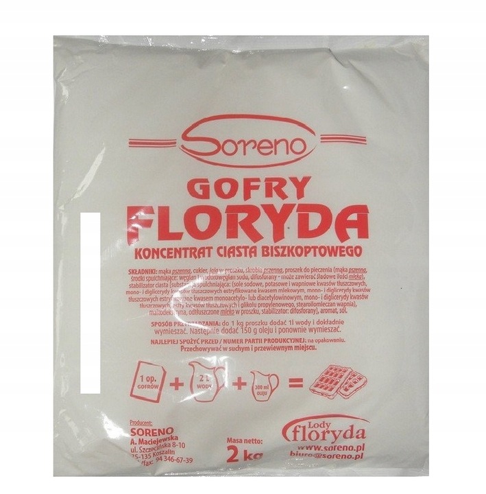 Gofry Floryda Soreno ciasto na gofry biszkoptowe 2 kg 2000g