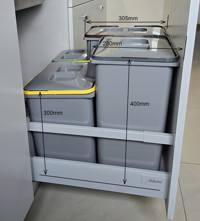 Kosz na śmieci SORT 62L do szafki szuflady 60 Blum 4 pojemniki na