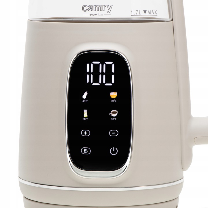 Czajnik Elektryczny 2200W Szklany beżowy Panel LED Mocny Camry CR1383