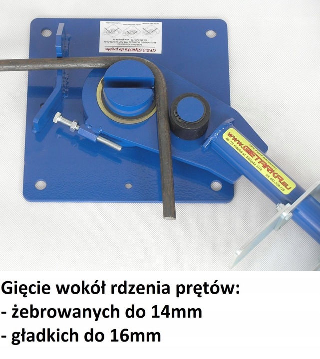 Giętarka HARTOWANA z ŁOŻYSKIEM do prętów 6-16 drutu zbrojenia strzemion GP5