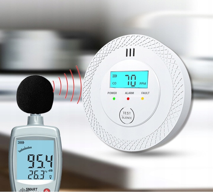 CZUJNIK CZADU GAZU WYKRYWACZ DETEKTOR TLENKU WĘGLA BEZPRZEWODOWY LCD ALARM