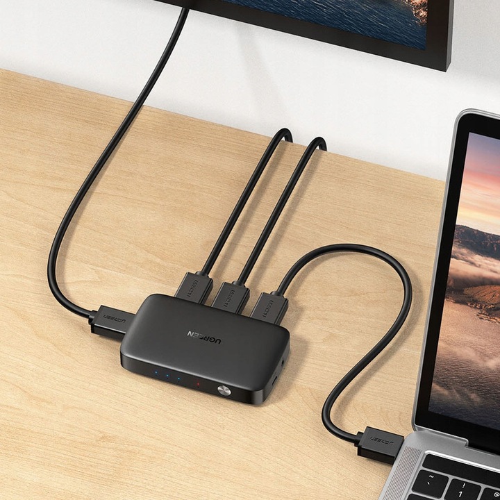 UGREEN Rozdzielacz Przełącznik Switch Adapter 3w1 3x HDMI 1.4 4K Z Pilotem
