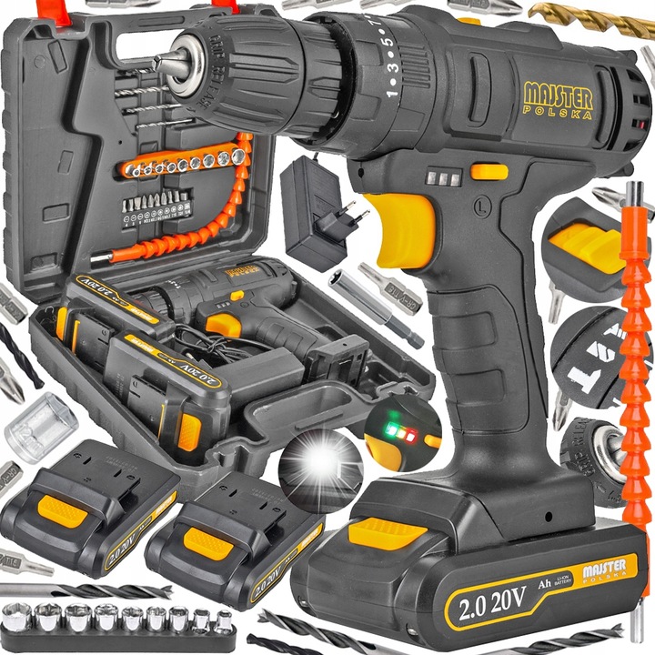 WIERTARKO Wkrętarka UDAROWA akumulatorowa 20V Li-Lon 2x AKU MP0423