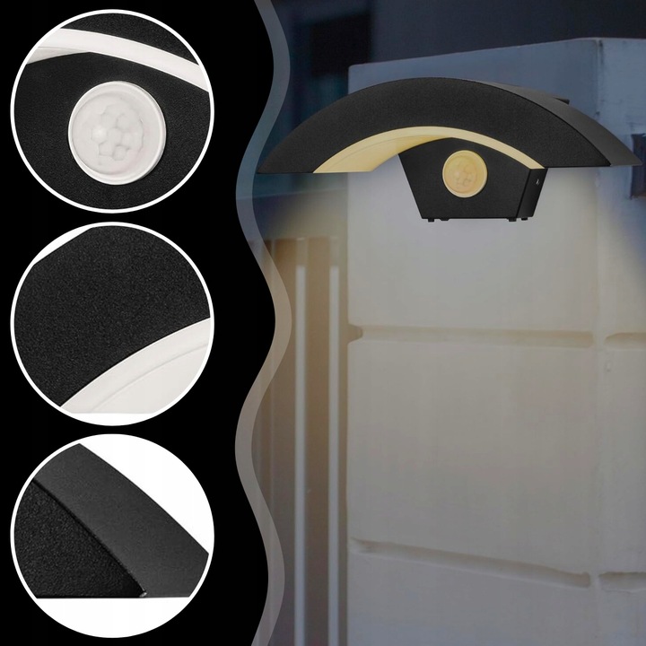 Kinkiet Ścienny Zewnętrzny Lampa Elewacyjna Czujnik Ruchu Zmierzchu 12W