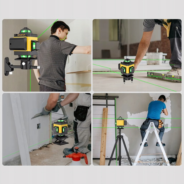 POZIOMNICA LASEROWA POZIOMICA 4D 16 LINII KRZYŻOWA 360 LASER ETUI