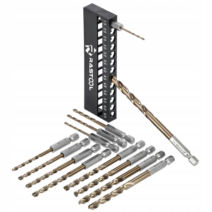 ZESTAW WIERTŁA DO WKRĘTARKI HSS KOBALTOWE 5% HEX BIT METAL INOX 13SZT