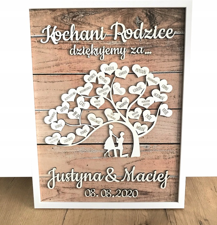 PODZIĘKOWANIE DLA RODZICÓW NA ŚLUB WESELE PREZENT MAMY TATY PAMIĄTKA DUŻA