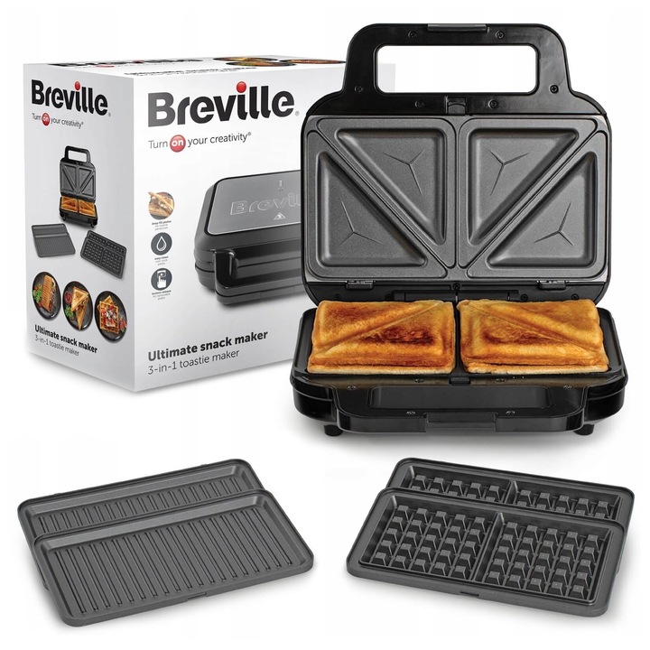 Opiekacz do kanapek Gofrownica Panini Tosty Grill Breville wkłady 3w1