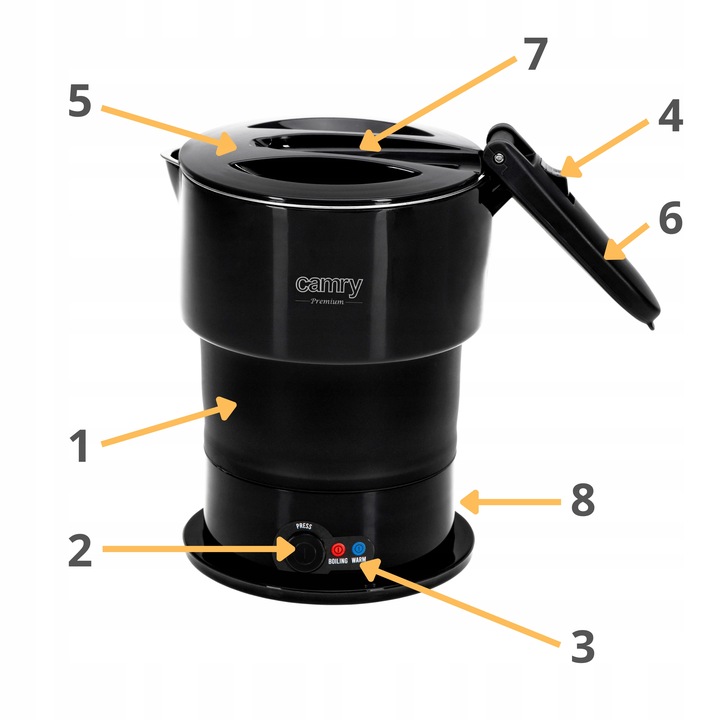 CZAJNIK TURYSTYCZNY elektryczny 600W mały 0.6l składany podróżny CAMRY