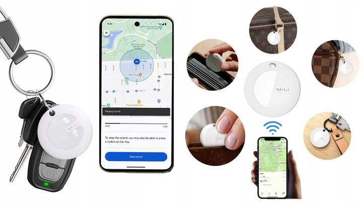 Lokalizator GPS MiTag MiLi ANDROID + Etui Brelok do plecaka kluczy dla