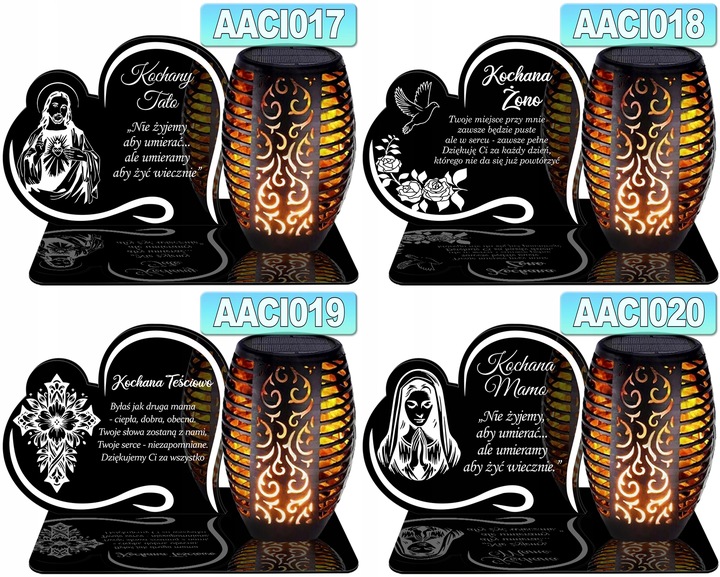 Znicz Solarny WIECZNY LED PODSTAWKA NA CMENTARZ GRÓB Serce EFEKT