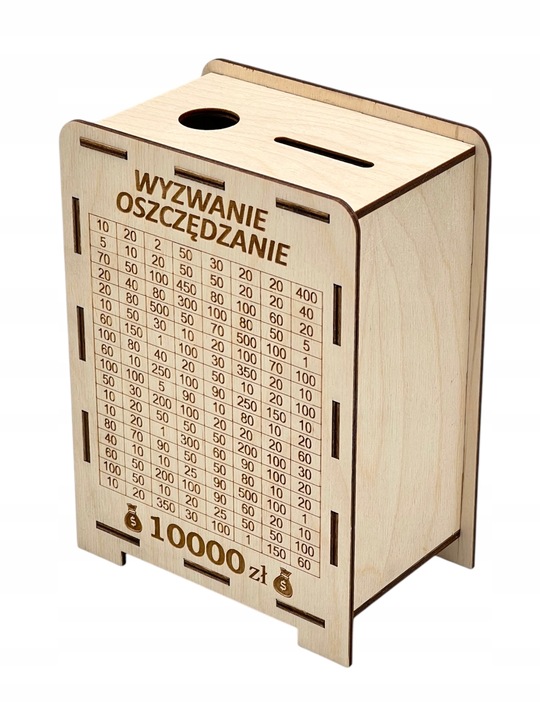 SKARBONKA WYKREŚLANA drewniana WYZWANIE OSZCZĘDZANIE Ślub TWÓJ GRAWER