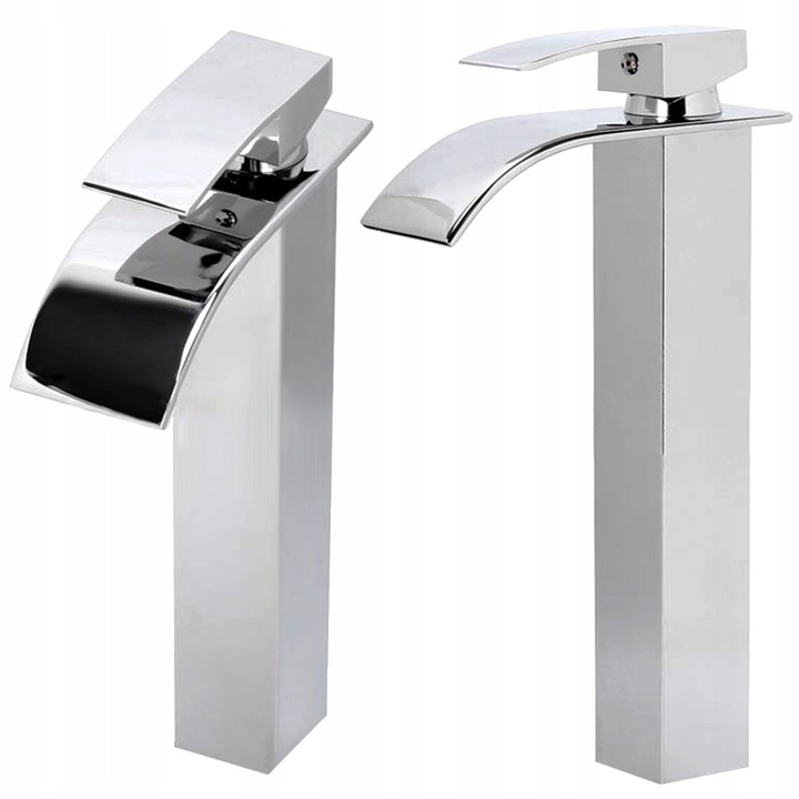 WYSOKA BATERIA UMYWALKOWA STOJĄCA NABLATOWA WODOSPAD ŁAZIENKOWA KRAN CHROM