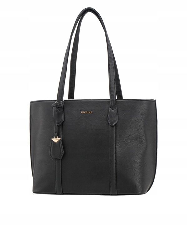 Torebka Damska Czarna Shopper Duża Mieści A4 Na Ramię PUCCINI BML040D-1
