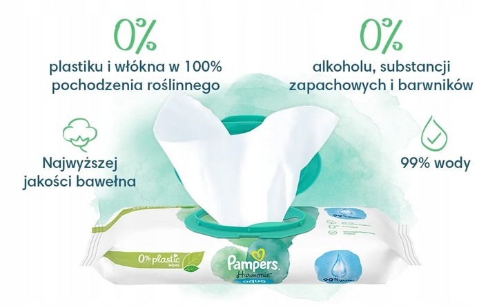 PAMPERS Harmonie AQUA Chusteczki nawilżane dla dzieci op. 24x48 szt