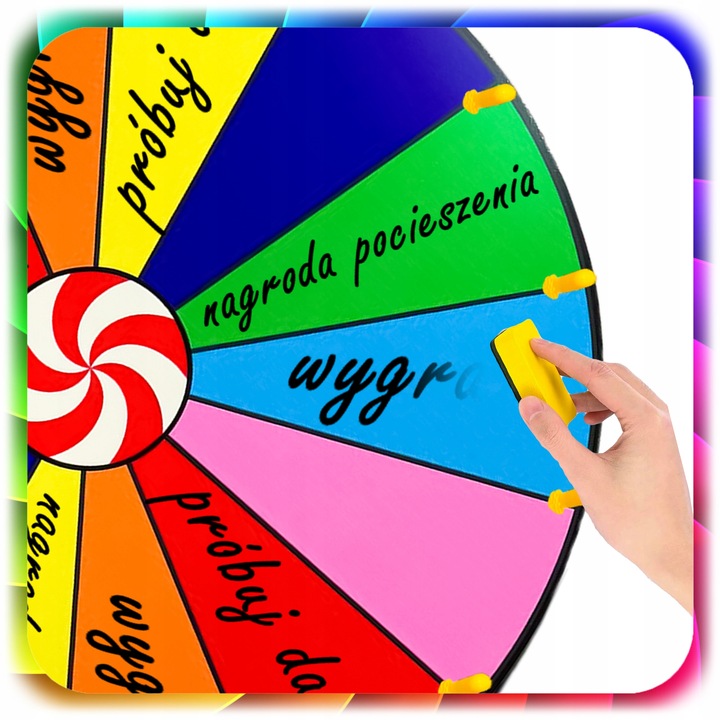 KOŁO FORTUNY SUCHOŚCIERALNE GRA DLA DZIECI LOTERIA IMPREZY 50CM +