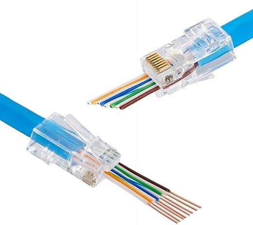 100 x Wtyki Złącza Końcówki Przelotowe Kat. 5E RJ45 8P8C 5E RJ 45 100 sztuk