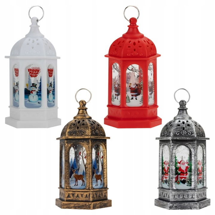 12x Świąteczna latarenka LED z kolorowym witrażem VERGIONIC lampion, latarn