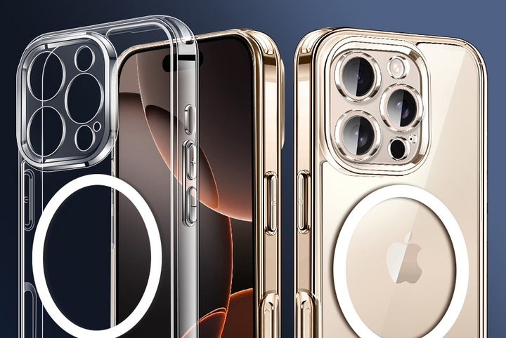 Etui do iPHONE 16 PRO MAX WZMACNIANE 360° SHOCK CLEAR CASE do MagSafe+SZKŁO