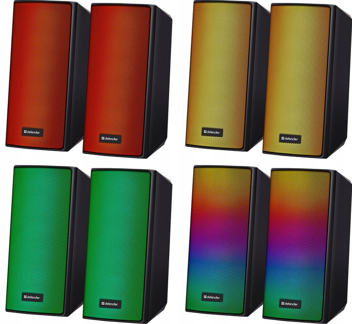 GŁOŚNIKI 2.0 DO LAPTOPA PC KOMPUTEROWE GAMINGOWE LED RGB USB 5V 8W DEFENDER