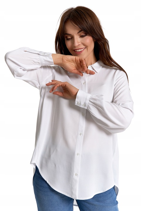 ELEGANCKA KOSZULA DAMSKA OVERSIZE WYDŁUŻONY TYŁ MODNA BLUZKA MORAJ