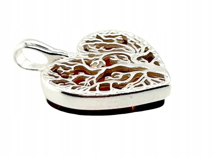 Wisiorek srebrny z bursztynem ORYGINALNA ZAWIESZKA ze srebra serce FILM