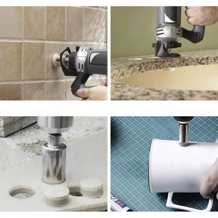 Otwornice Diamentowe do Gresu Płytek Szkła Koronki Zestaw 10 szt