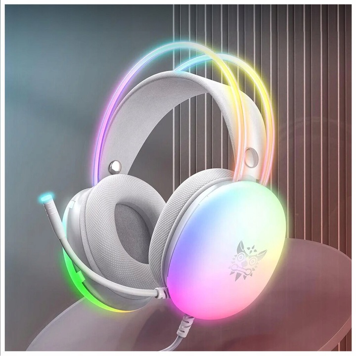 SŁUCHAWKI GAMINGOWE NAUSZNE Z MIKROFONEM RGB PRZEWODOWE ONIKUMA X25 PC USB