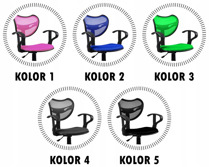 FOTEL DLA DZIECI MŁODZIEŻOWY STYLOWY KRZESŁO OBROTOWE BIUROWE KOLORY