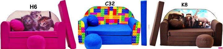 KANAPA SOFA rozkładana dla dzieci łózko poduszka materac piankowa