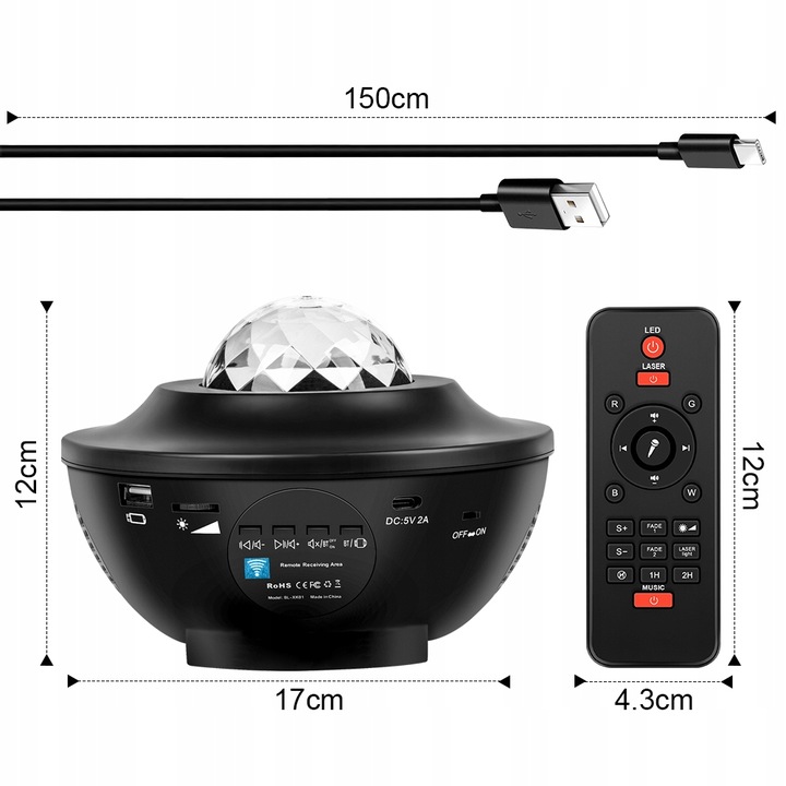 PROJEKTOR GWIAZD STAR LED LAMPKA NOCNA BLUETOOTH