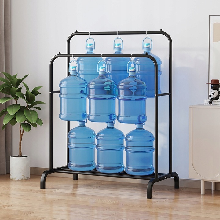 WIESZAK NA UBRANIA BUTY STOJĄCY PODŁOGOWY STOJAK CZARNY PODWÓJNY