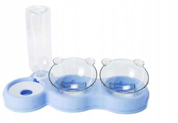 PODWÓJNA NIEBIESKA MISKA Z DOZOWNIKIEM WODY DLA PSA KOTA BIDON POIDEŁKO