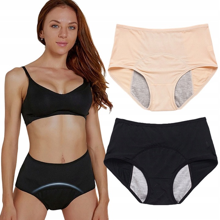 2 szt majtki menstruacyjne figi damskie menstruacyjna nieprzeciekające 3XL