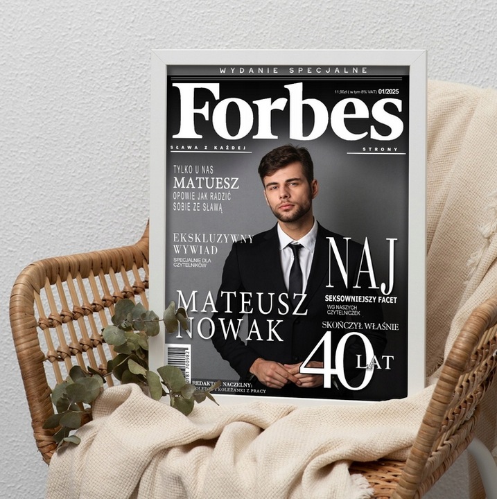 PREZENT na 18, 20, 30, 40, 50, 60 urodziny - OKŁADKA gazety + RAMKA A3