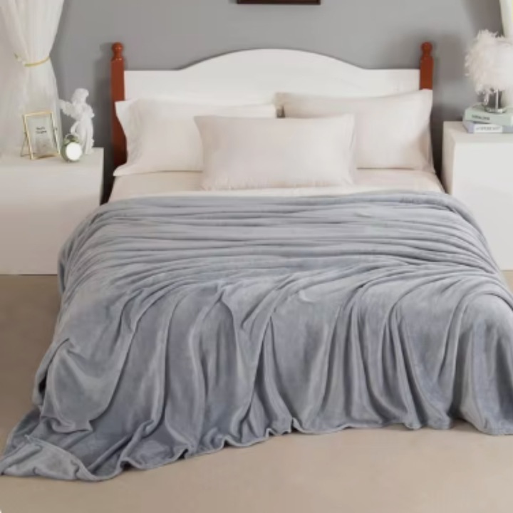 KOC GŁADKI NA PREZENT NARZUTA NA ŁÓŻKO PLED 200X220 CM SZARY CIEPŁY DUŻY