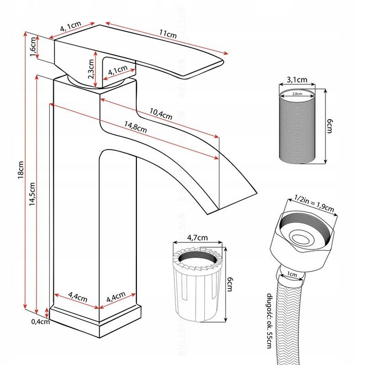 Bateria stojąca umywalkowa kran do umywalki zlewu chromowa niska VETTÄ
