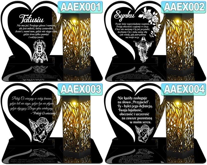 ZNICZ SOLARNY LED WIECZNY DLA MAMY NA CMENTARZ GRÓB lampka Napis Serce 3D