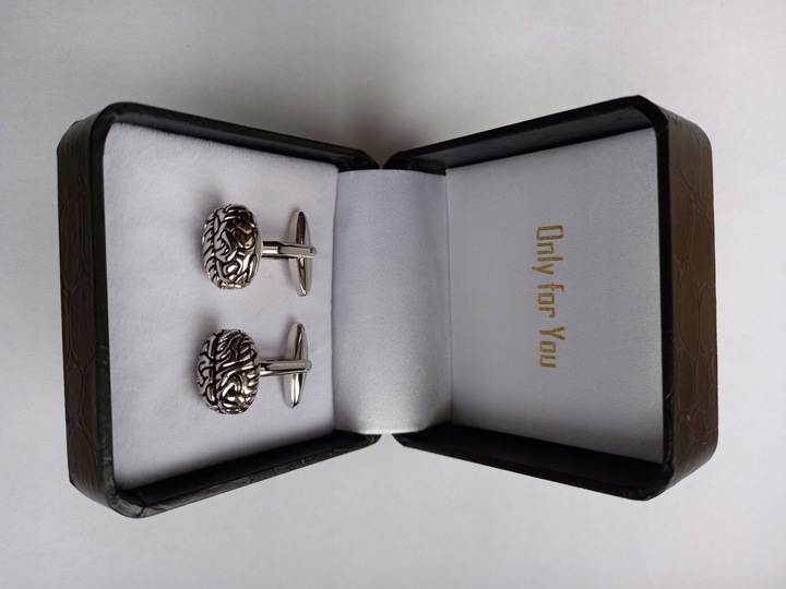 Srebrne spinki do mankietów EXC Mózg Umysł Mensa dla Inteligenta Uczonego