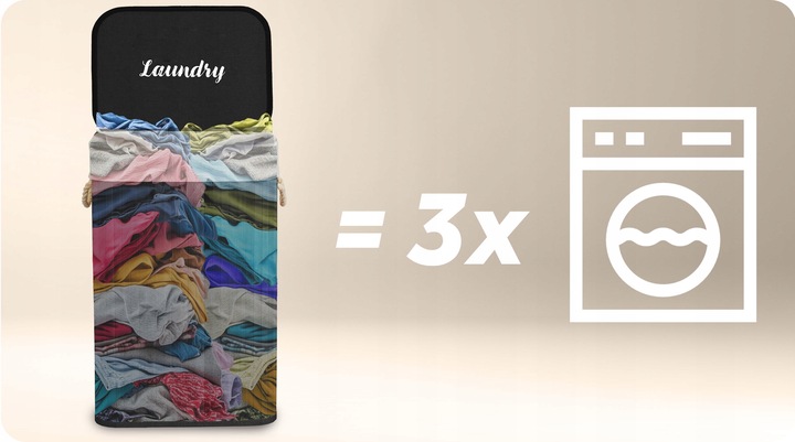 BAMBUSOWY KOSZ NA PRANIE BIELIZNĘ DUŻY POJEMNIK Z POKRYWĄ 72L