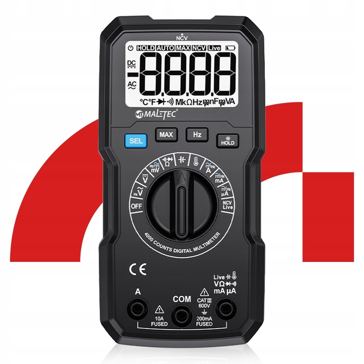 Multimetr Cyfrowy Miernik Prądu Elektryczny Tester LCD Zestaw Przewody