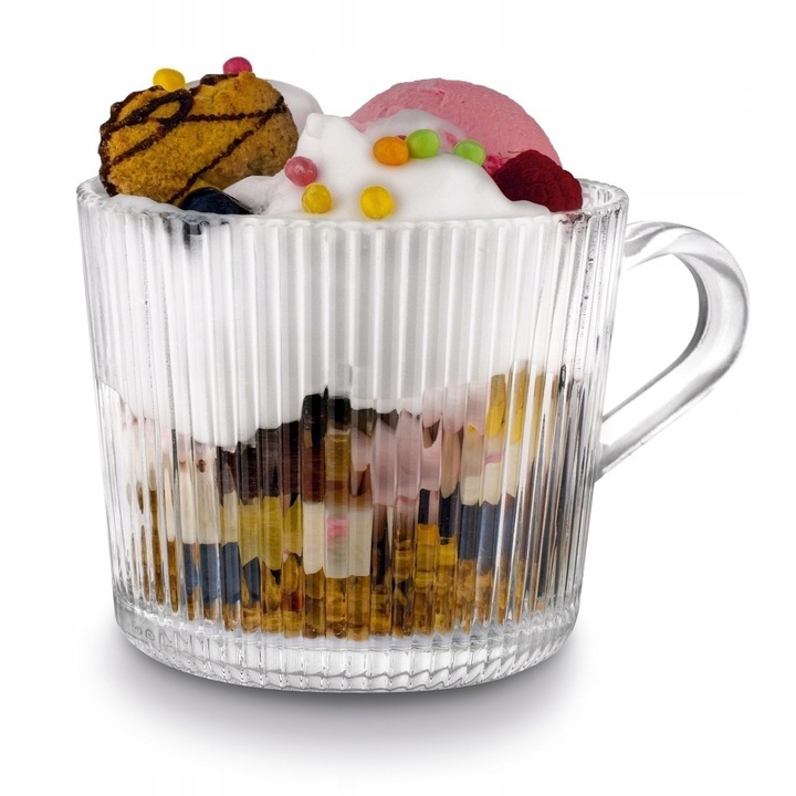 Zestaw SZKLANKI DO KAWY napojów SZKLANY KUBEK do herbaty Z UCHEM 6x400ml