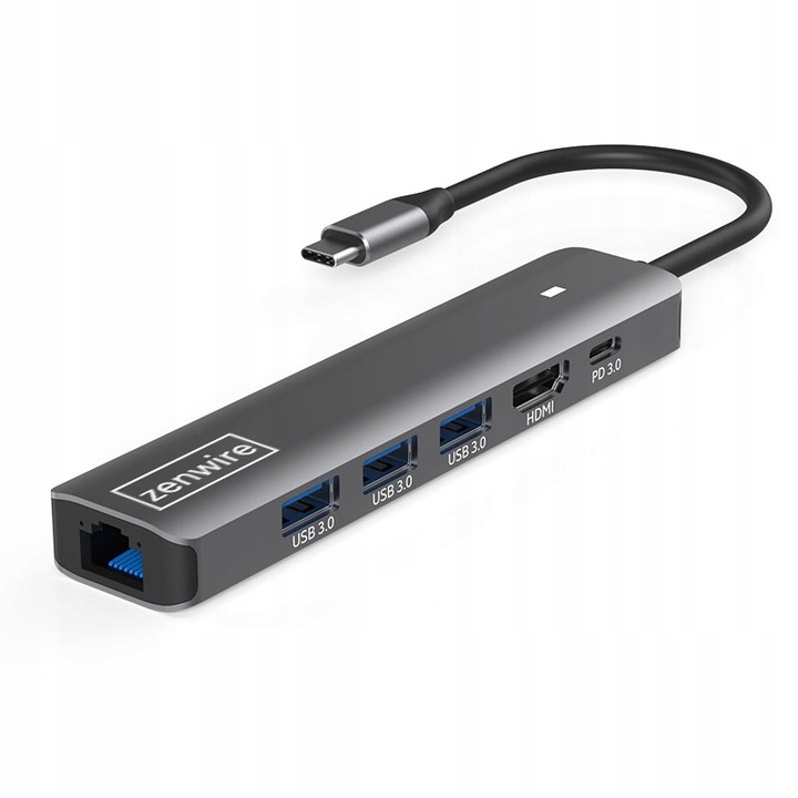 HUB Przejściówka USB-C Adapter 7W1 HDMI 4K USB 3.0 Gigabit Ethernet RJ45 M1
